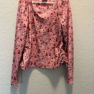 Self Esteem girls Floral Pink long sleeve top size M